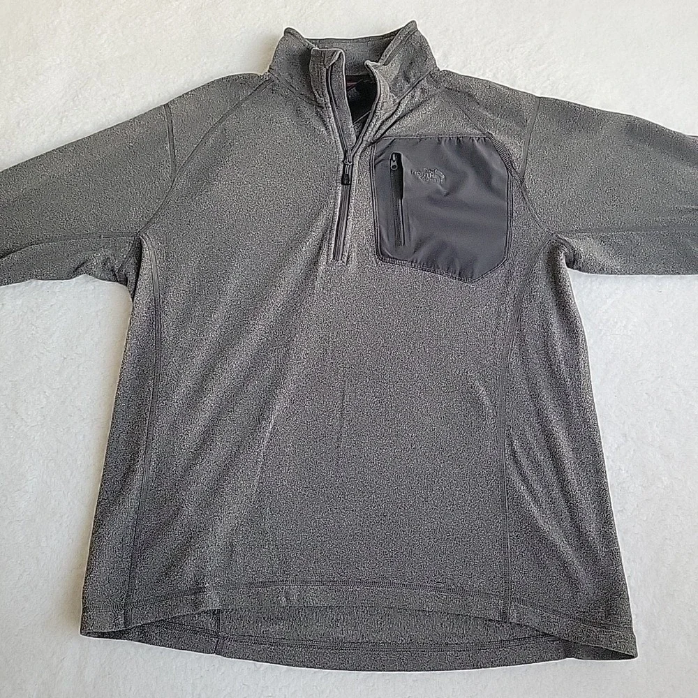 The North Face 1/4 Zip Up‎ Fleece Pullover Active Outdoor Mens Size M Gray